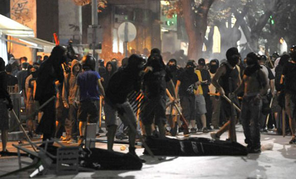 Communists riot--and Golden Dawn blamed.
